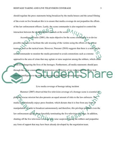 Hostage Taking and Live Television Coverage