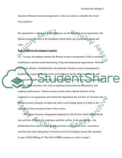 The Distinguishing Features of HRM in a Developing Country