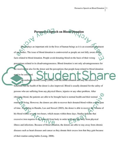 Persuasive Speech on Blood Donation
