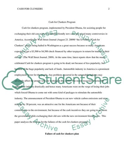 Cash for Clunkers Program