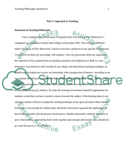 Teaching Philosophy and Dossier