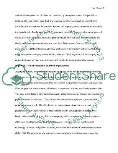 Role of Information Technology in Entrepreneurship
