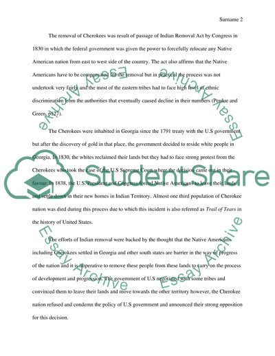 History of the Removal of Cherokees