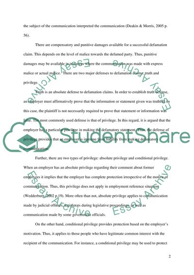 Evaluation of the Liability of Employers for References