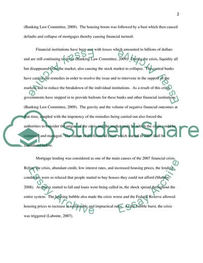 The Causes of the Financial Crisis That Started in 2007