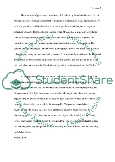 World Civilization: Analysis of The Hotel Rwanda Film