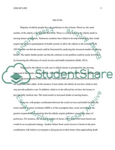 Home Death Among Elderly People