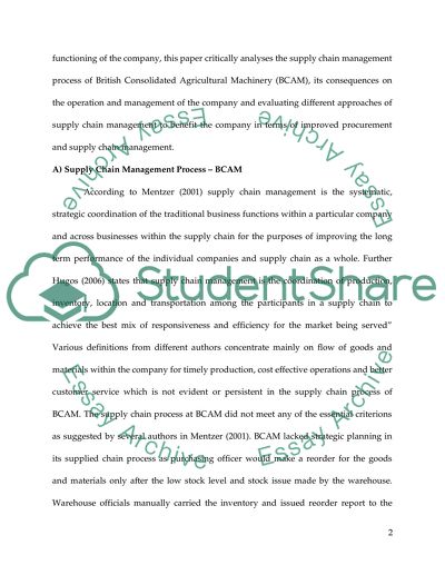Procurement Logistic and Supply Chain Management: British Consolidated Agricultural Machinery