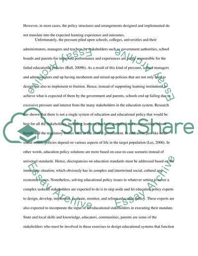 What is Education Policy Policymaking, Policy Implementation, the State, Ideology and Interest Groups