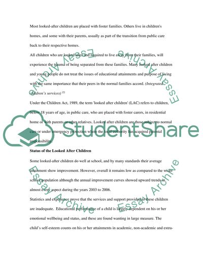 Looked After Children and Educational Attainment