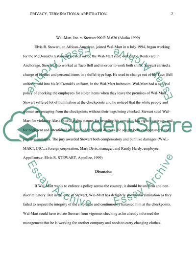 Unit 3: Employee Privacy, Termination, and Arbitration - Project