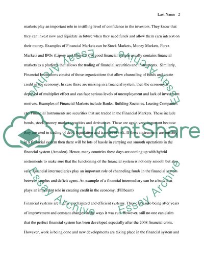 Financial System in the Modern Economy