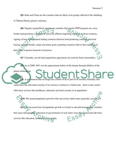 The Reduction of Hunger and Malnutrition