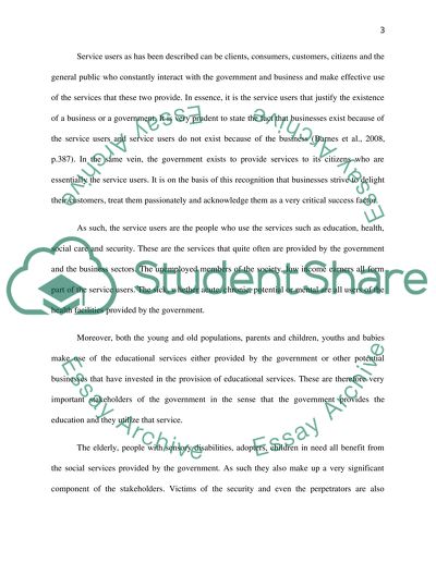 Government & Business - the service user as the stake holder