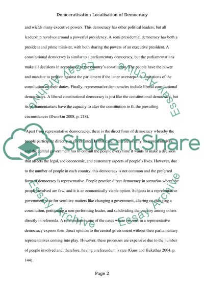 Democratisation Localisation of Democracy