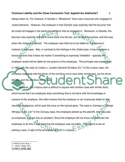 Vicarious Liability and the Close Connection Test