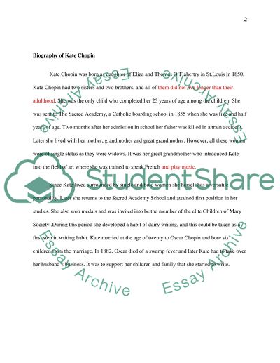 Critical Analisis about Kate Chopin