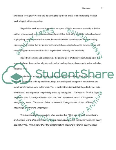 Comparison of my manifesto and Hugo ball manifesto