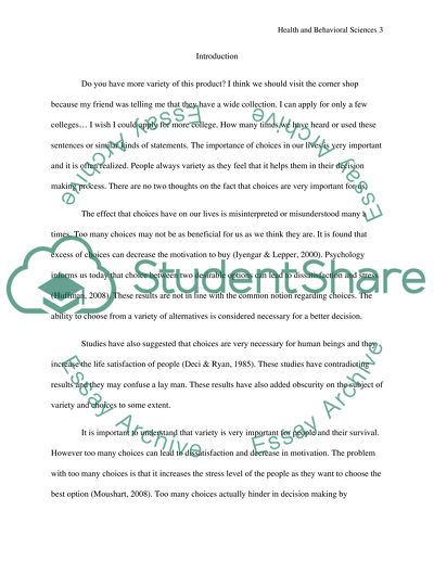 HEALTH AND BEHAVIOURAL SCIENCES