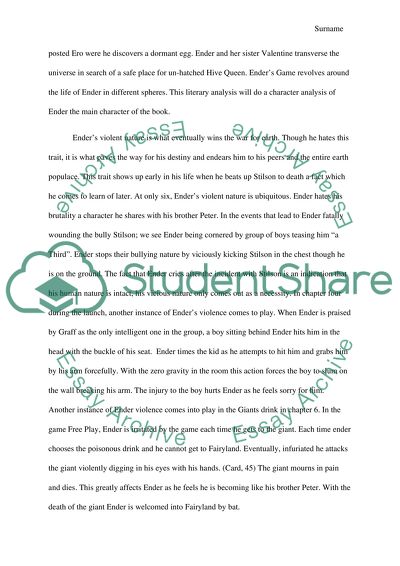 Literary Analysis . book analysis the book named Enders game