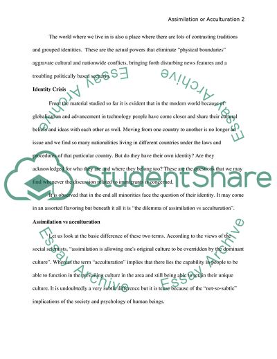 Assimilation or Acculturation