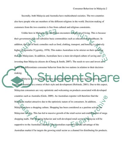 Consumer Behaviour in Malaysia