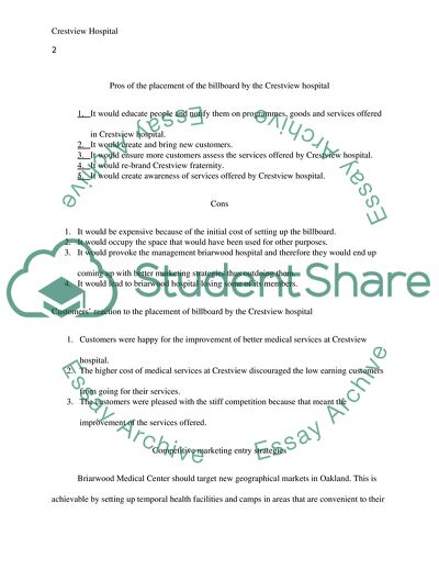 The Placement of the Billboard by the Crestview Hospital