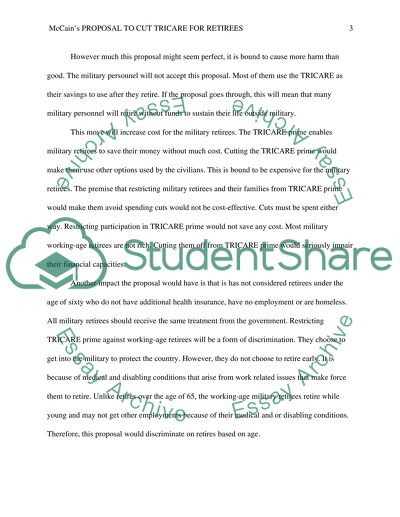 McCains Proposal to Cut Tricare for Retirees and its Impact