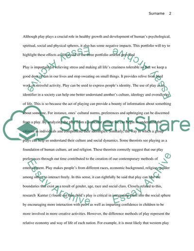 Playing Effects in Psychological Development and Behaviour