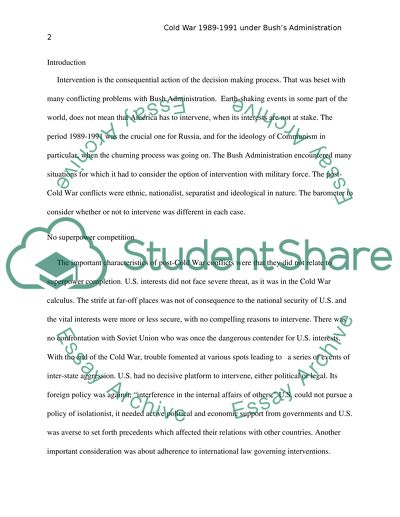 Cold war 1989-1991 under Bushs Administration