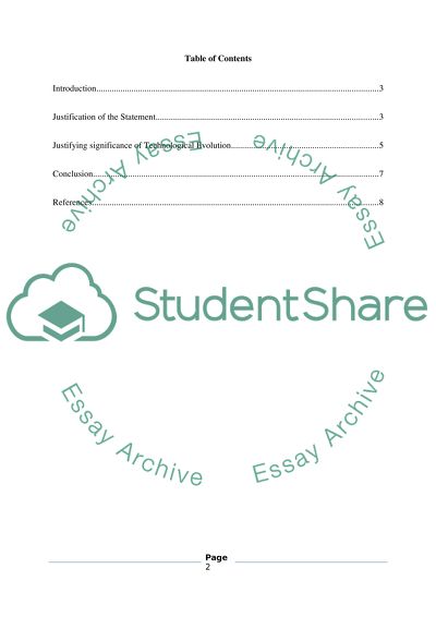 Justifying Significance of Technological Evolution