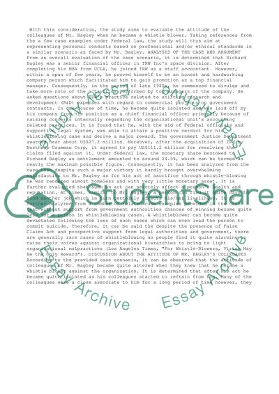 Personal Essay Samples For High School Whistle Blower Case Analyze Mr Richard Bagley How To Write Science Essay also Example Thesis Statement Essay Whistle Blower Case Analyze Mr Richard Bagley Admission Essay Of Science