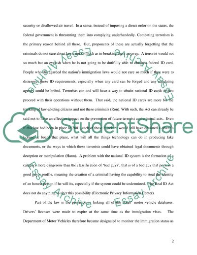 Oppose National Identification Cards