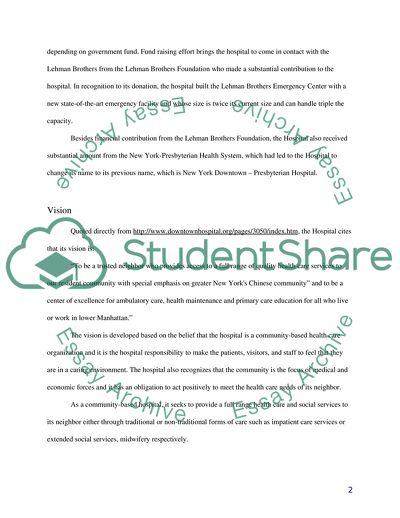 Health Care Financial Management: New York Downtown Hospital