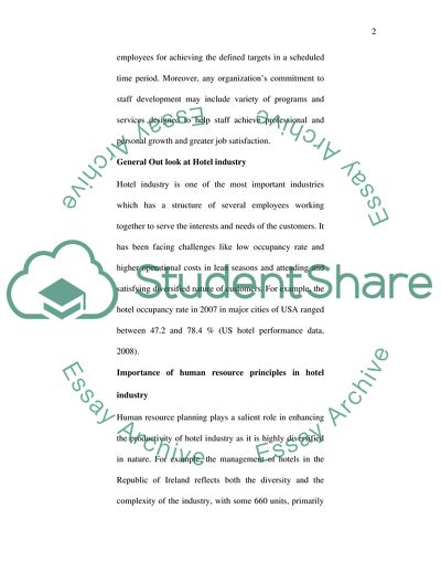 HR Policy in Hotel Organisation