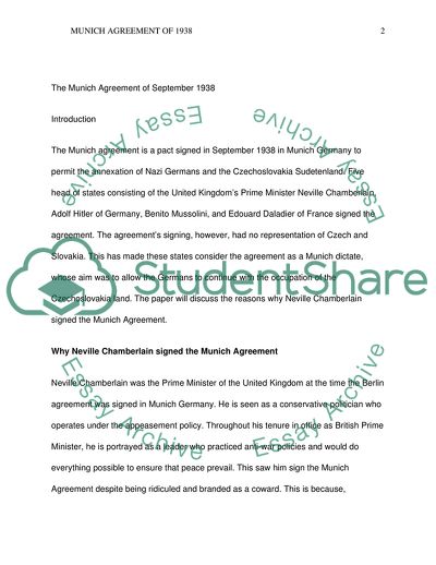 Why Neville Chamberlain Signed the Munich Agreement 1938