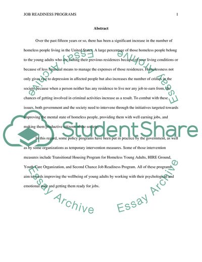 The Effectiveness of Preparing Homeless Youth for Job Readiness