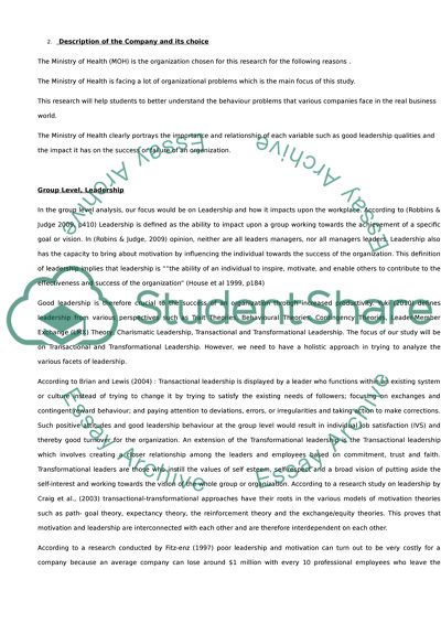 A Group Report on Organizational Culture and Behaviour