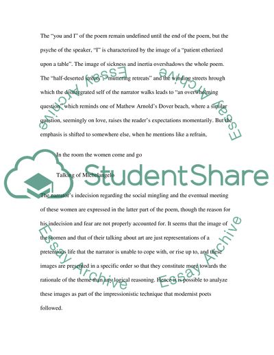 The Use of Images in T. S Eliots The Love Song of J. Alfred Prufrock