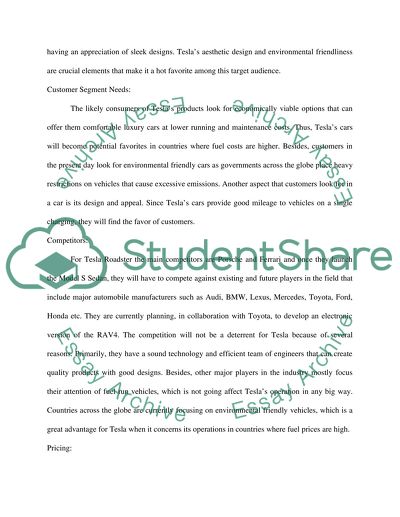 Competitor analysis on Tesla