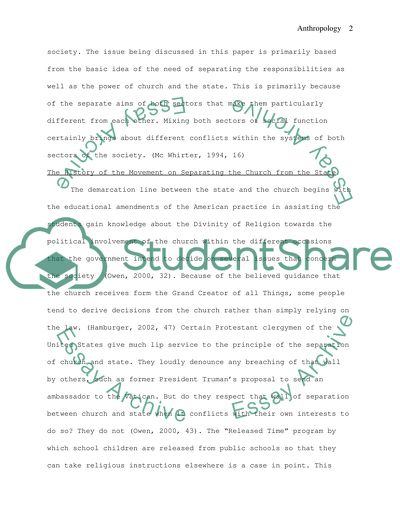 The Separation of the Church and the State In the United States of America
