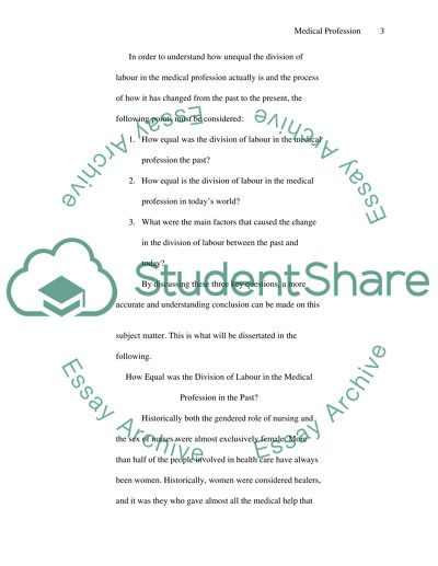 The Medical Profession: An Unequal Division of Labour