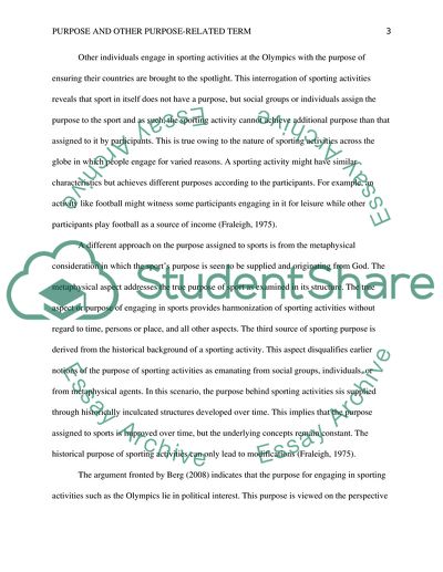 Warren .P. Fraleighs Relationships Between Purpose and Other Purpose-related Terms