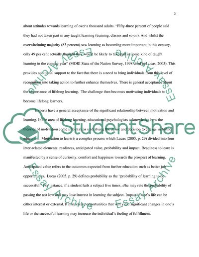 The Role of Motivation in Lifelong Learning