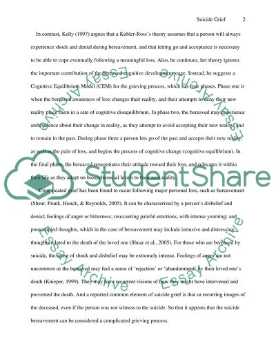 Counselling and Psychotherapy: Suicide Grief