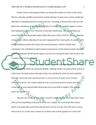 The Life of a Woman Found Guilty of a Crime under Sharia Law