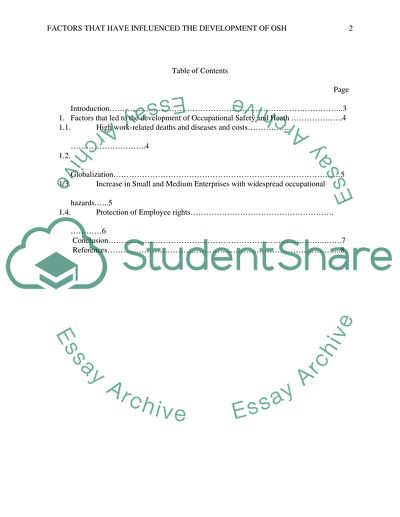 Factors of Occupational Safety and Health Development
