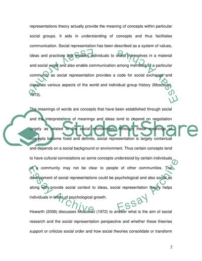 The Value of Social Representations Theory to the Social Sciences