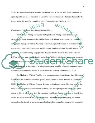 The Capital Asset Pricing Theory and the Arbitrage Pricing Theory