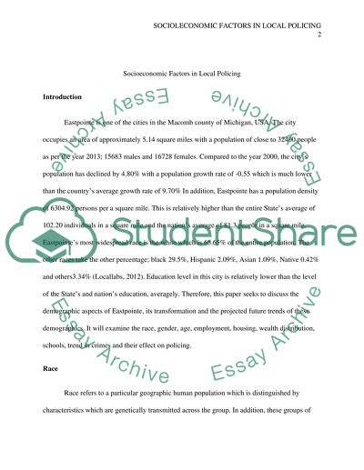 Socioeconomic Factors in Local Policing